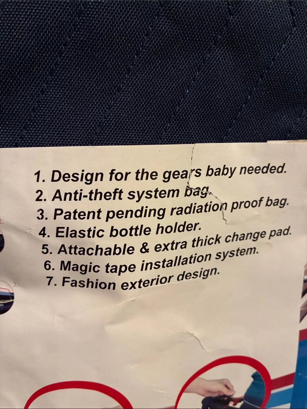 Blue/White Striped Stroller Organizer w/ Bottle Holder & Changing Pad 36x17x14